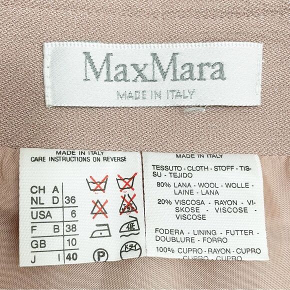 NWT MaxMara Beige Blush Wool Knee Length Pencil Skirt Size 6 Luxury Designer - Picture 10 of 12